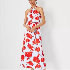 Ann Taylor Floral Halter Maxi Dress 8